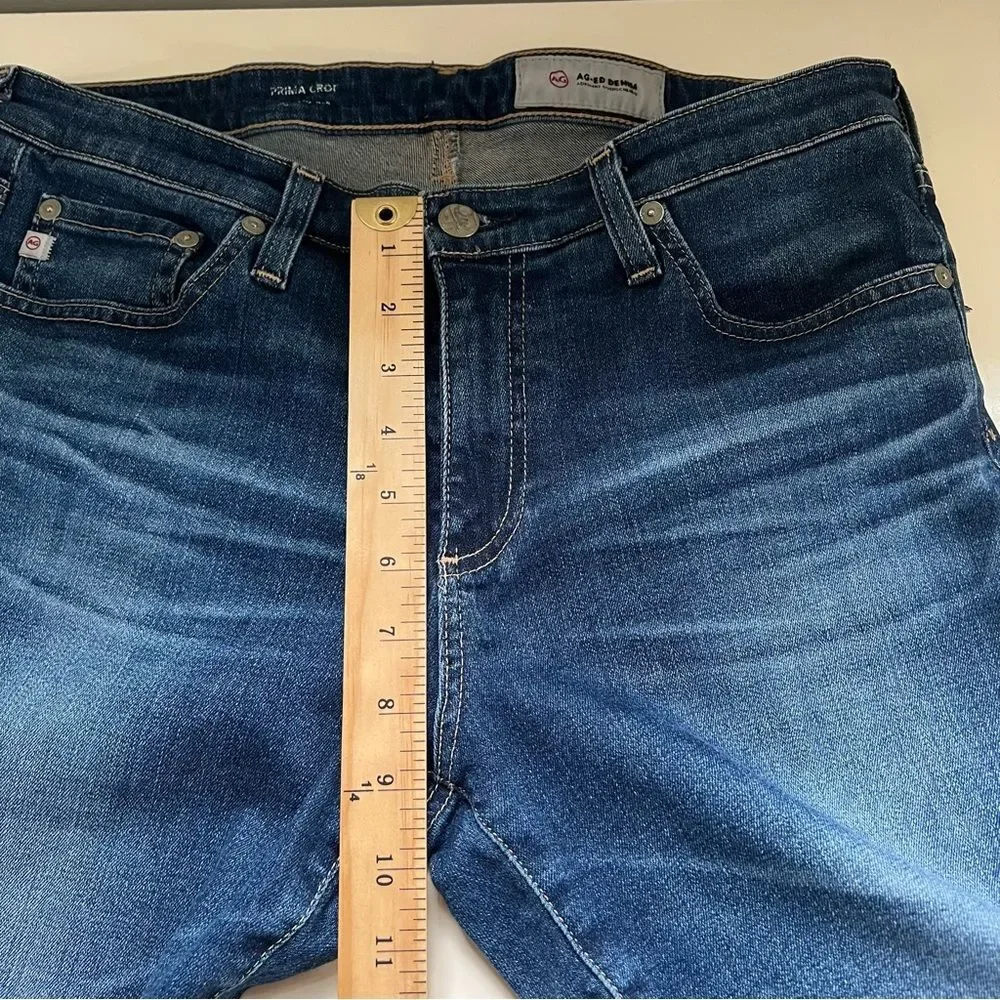 AG Jeans Prima Crop Blue Denim Mid-Rise Cigarette Ankle Size 30